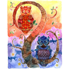 Print - Yin & Yang Owls